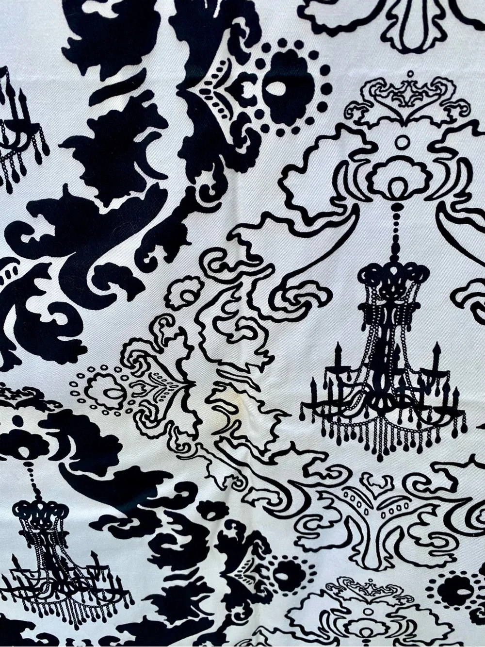 Black White Chandelier Damask Cotton Curtain Panels - Pair of 2